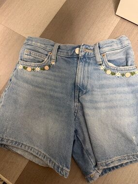 Zara Light Blue Denim Skort with Daisy Embroidery